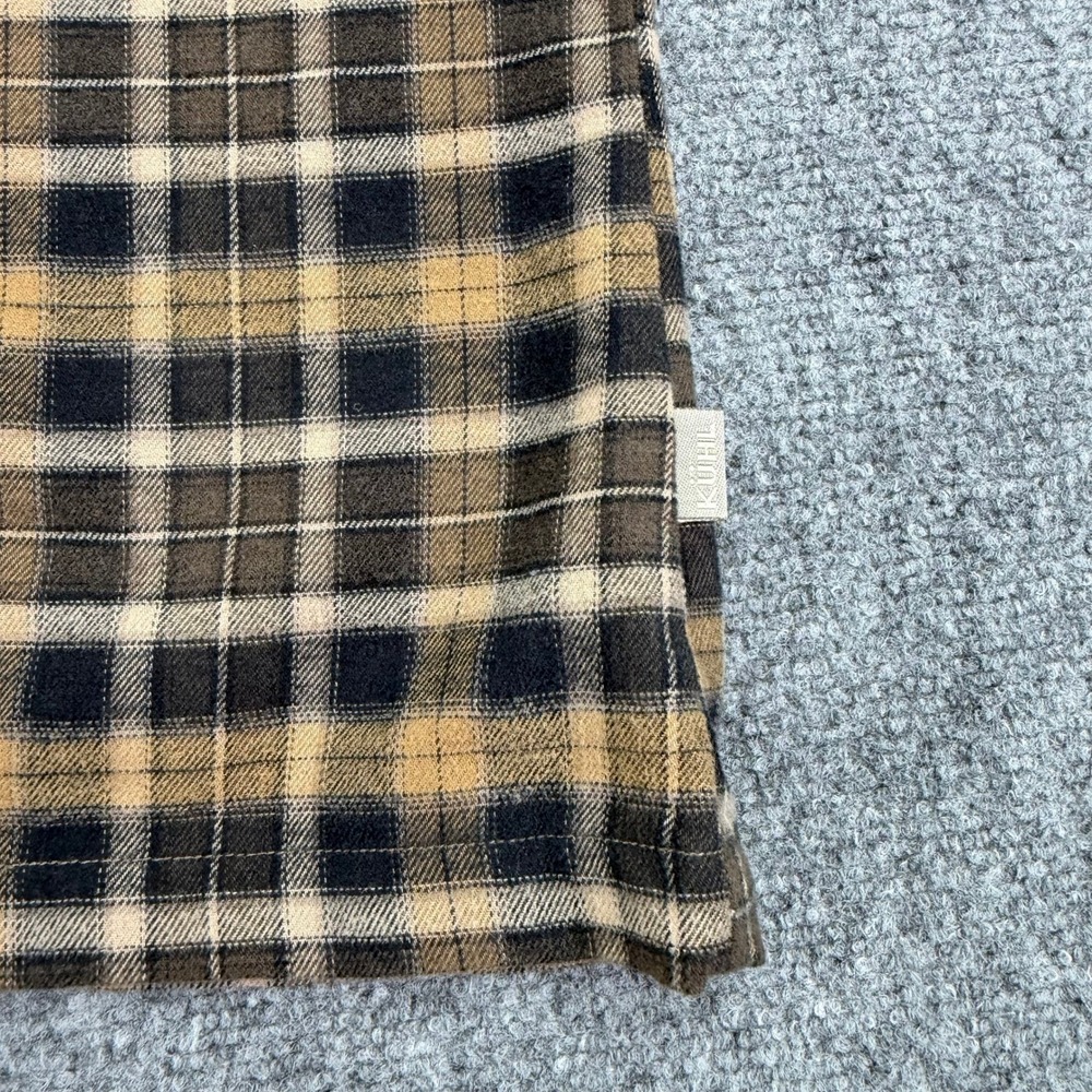 Kuhl Flannel Shirt Mens XL Brown Plaid Dillingr Cotton Tencel Soft Button Up - Picture 9 of 12